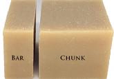 bar chunk size comparison of Lavender Cream Goat Milk Soap