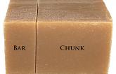 Bar Chunk Size Comparison for Rum Runner Goat Milk Soap